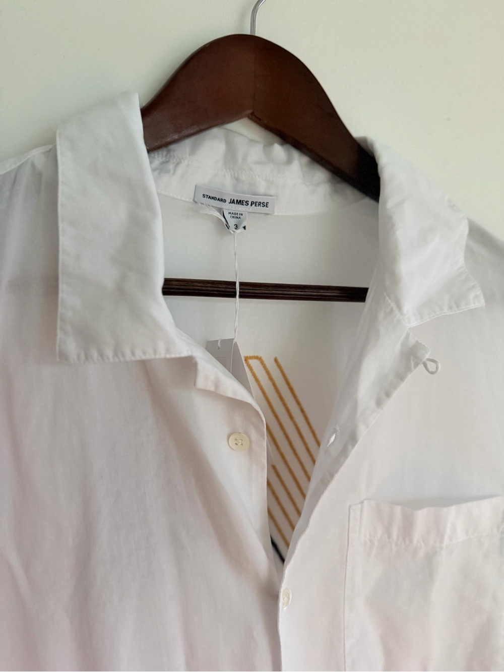 James Perse White Long-Sleeve Casual Button-Down Shirt